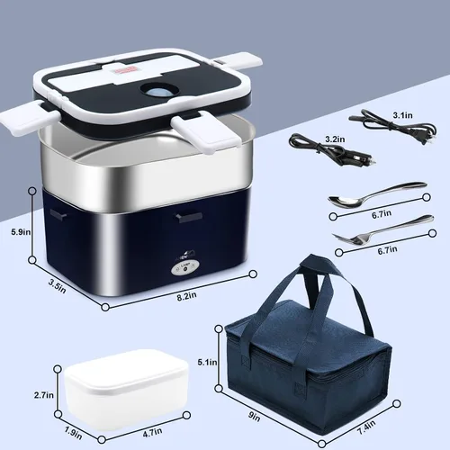 Miniatura 7 de Fiambrera eléctrica de calentamiento rápido de 80 W para hombres, regalo - Calentador de alimentos portátil de gran capacidad de 1.8L para adultos