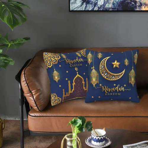 Miniatura 7 de Juego de 2 fundas de almohada Ramadan Kareem de 18 x 18 pulgadas, regalos para almohadas de sofá, decoración