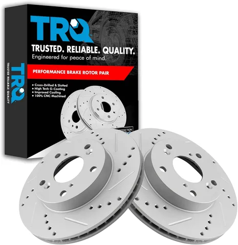 Miniatura 342 de TRQ Juego de rotores de freno de rendimiento trasero con revestimiento G premium compatible con Mazda 6 2014-2021