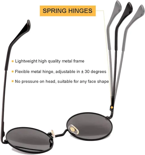 Miniatura 5 de Gleyemor John Lennon - Gafas de sol polarizadas pequeñas redondas para hombres y mujeres diseño de círculos hippie color rojo y amarillo