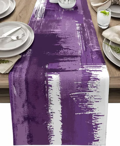 Miniatura 14 de Zigzi - Bufandas de mesa azules, textura de mármol a rayas grises de Zigzi, camino de mesa de comedor, decoración de mesa rectangular lavable