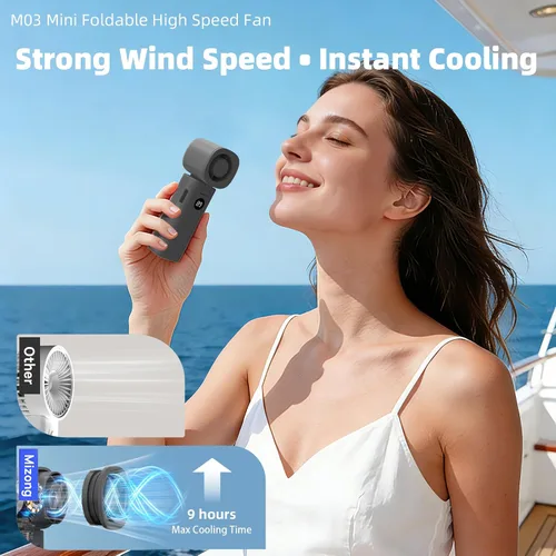 Miniatura 2 de Ventilador de mano personal, ventilador turbo portátil 3 en 1 de alta velocidad con viento de 5 engranajes, USB mini personal con batería recargable