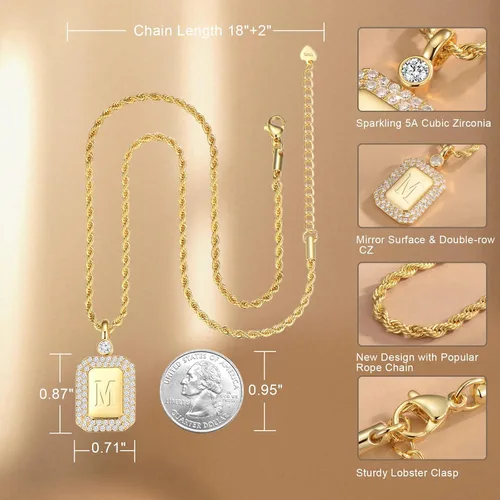 Miniatura 3 de Collar con inicial de oro para el día de San Valentín para mujer, collar con letra para ella, regalo de cumpleaños para amigos, collar con dije