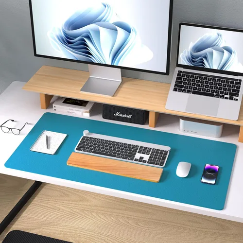 Miniatura 8 de Aothia - Protector de escritorio de cuero sintético, base para mouse, superficie antideslizante e impermeable para escribir y para laptop
