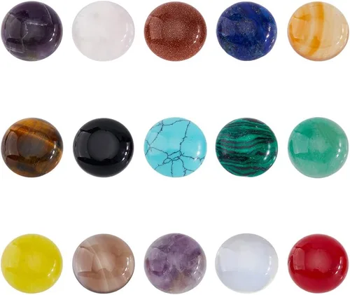 Miniatura 8 de SUPERFINDINGS 46 cabujones de piedras preciosas naturales de 0.236 pulgadas (0.236 in), cuentas de cabujón medio redondo, piedras de 23