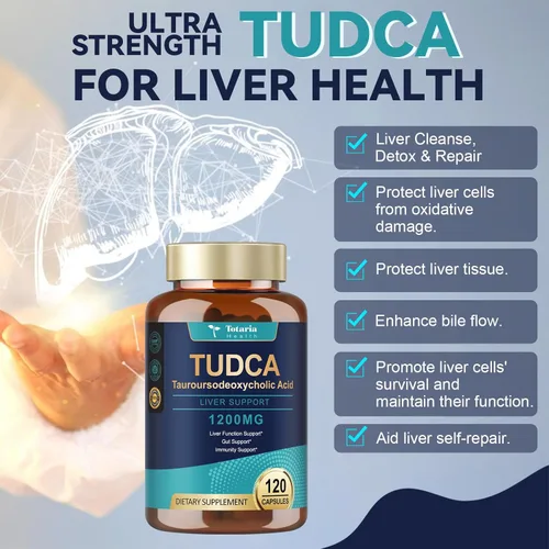 Miniatura 4 de Totaria (2 Paquetes) Suplemento TUDCA 1200mg (Ácido Tauroursodexocólico), Sales Biles TUDCA Puras de Fuerza Ultra para Apoyo del Hígado, Limpieza