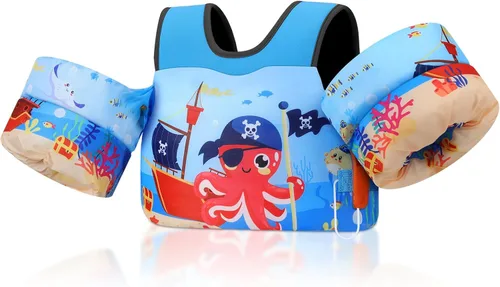 Miniatura 24 de MoKo Chaleco de natación para niños pequeños de 13-30/20-50/22-66 libras, flotadores de brazo de natación de dibujos animados, alas de agua