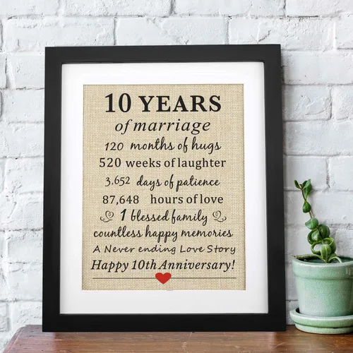 Miniatura 8 de Corfara Marco de 10º aniversario de 11 pulgadas de ancho x 13 pulgadas de alto, regalo de matrimonio para parejas, regalo de 10º aniversario