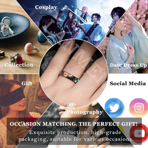 Miniatura 5 de LANMENSY Demon Slayer Anillos de anime Joyería original de plata de ley 925 "All24 estilos" nuevo Tamaño ajustable Kimetsu No Yaiba Cosplay Moda