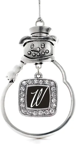Miniatura 178 de Inspired Silver - Adorno de rodillo de reina - Adorno cuadrado de plata con muñeco de nieve con joyas de circonita cúbica