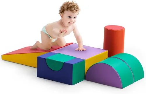 Miniatura 7 de Juguetes de escalada para niños pequeños para interiores, bloques de escalada de espuma de 5 piezas, juego de escalada suave para niños de 1 a 3