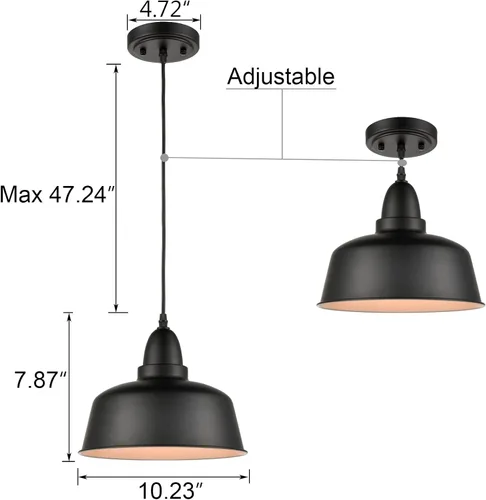 Miniatura 6 de Lámpara colgante negra mate paquete de 3 lámparas colgantes industriales para isla de cocina