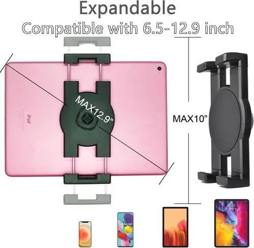 Miniatura 7 de VAUBORTTI Soporte de tablet para camión, brazo de aluminio, soporte para iPad de 6.5 a 12.9 pulgadas, iPad mini/Air/Pro, base de taladro resistente