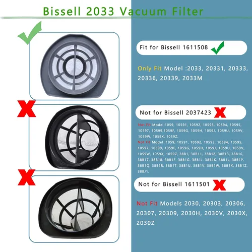 Miniatura 2 de Filtro de repuesto 2033 compatible con Bissell Featherweight Stick Aspiradora ligera sin bolsa 20331 20333 20334 20336 20339 2033M Series 1611508
