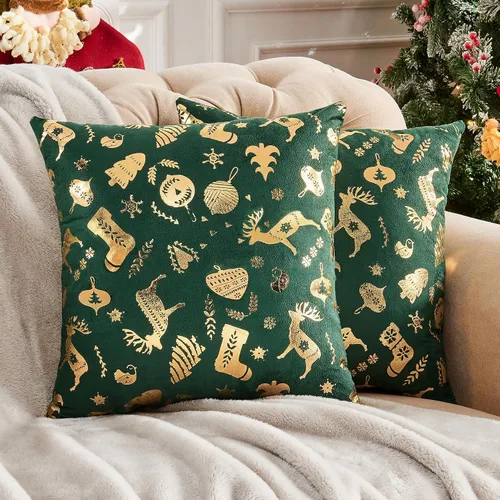 Miniatura 24 de JELLYMONI Juego de 2 fundas de almohada decorativas brillantes, fundas de almohadas decorativas con purpurina dorada de 16 x 16 pulgadas para sala
