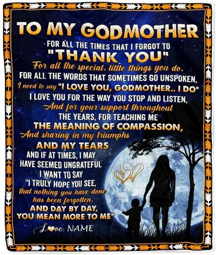 Miniatura 16 de Manta personalizada con texto en inglés «To My Godmother from Goddaughter Godson Thank You for Being My Godmother», para Día de la Madre