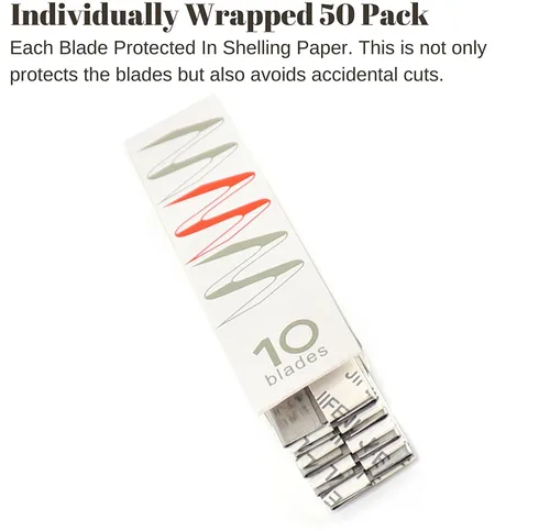Miniatura 4 de 50 cuchillas de afeitar de un solo filo, repuestos de cuchillas de afeitar rectas de acero inoxidable, cuchillas de pelo facial para mujeres
