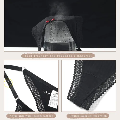 Miniatura 3 de Aijolen Tanga de algodón para mujer, ropa interior ajustable para mujer, bragas de cintura baja para mujer, no se ven