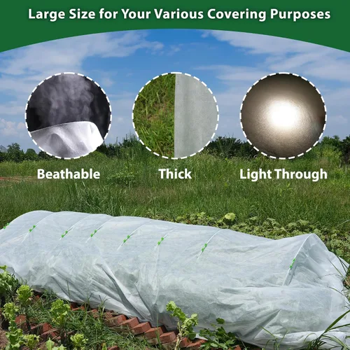 Miniatura 3 de Cubiertas para Plantas de 10 x 33 Pies Protección contra Congelación, 1.06 oz/yd² Tela de Cobertura de Hileras Flotante Grande y Gruesa