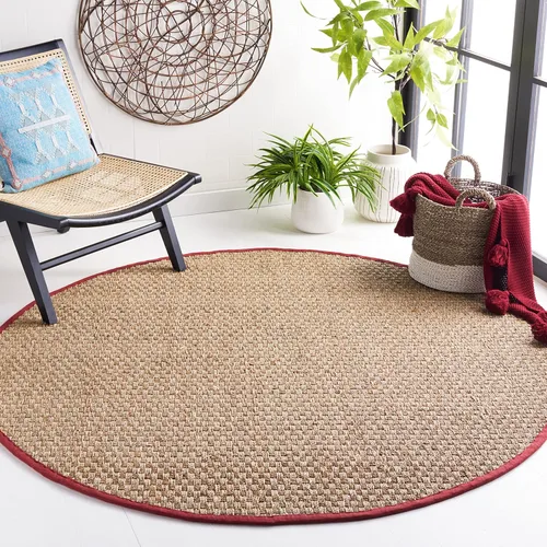Miniatura 70 de Safavieh Natural Fiber NF114P - Alfombra redonda de hierba marina, tejido de canasta, con borde, de 244 cm, color gris Natural/ gris