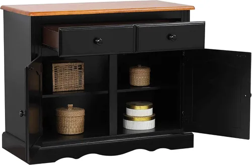 Miniatura 6 de Sunset Trading Buffet de recuerdo y gabinete iluminado, acabado negro/cereza