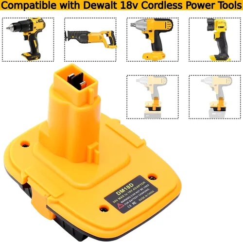 Miniatura 4 de Tulepowceeng Paquete de 2 adaptadores de batería DM18D compatibles con herramientas Dewalt de 18V, convertidor compatible con Dewalt de 20V