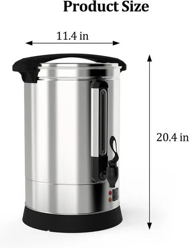 Miniatura 3 de TROPOW Urna de café de 100 tazas, 18 L/4.8 galones de acero inoxidable de gran capacidad, dispensador de bebidas calientes y café caliente
