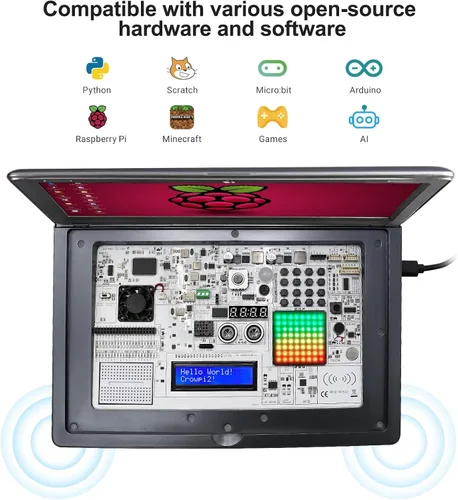 Miniatura 2 de ELECROW Crowpi2 - Kit todo en uno para Raspberry Pi 5, kit todo en uno para laptop Raspberry Pi con pantalla de 11.6 pulgadas (kit básico)