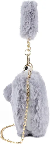 Miniatura 7 de SUKUTU Faux Fur Purse Women's Heart Shaped Evening Handbags Small Cute Phone Crossbody Bag Clutches for Girls