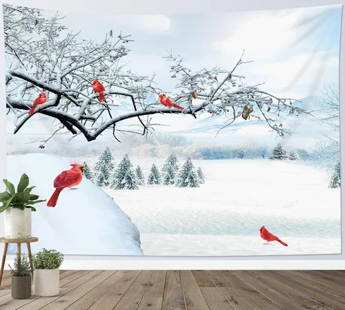 Miniatura 22 de HVEST Tapiz de cielo estrellado, nieve, montaña, para colgar en la pared, bosque de pinos, tapices para dormitorio, sala de estar, decoración