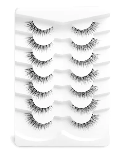 Miniatura 6 de Onlyall Pestañas naturales finas pestañas postizas de aspecto natural, pestañas postizas acampanadas, pestañas postizas suaves y esponjosas, 7 pares
