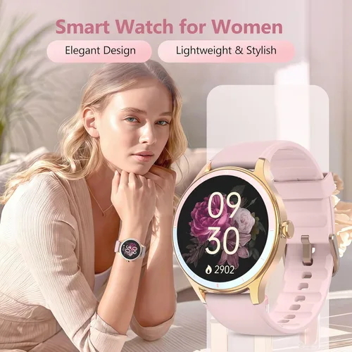 Miniatura 2 de Reloj inteligente para mujer, compatible con iPhone y Android, ritmo cardíaco SPO₂ y seguimiento de la salud de la mujer, más de 100 modos