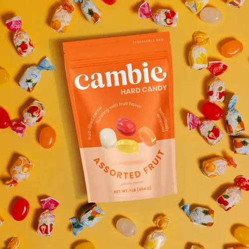 Miniatura 4 de Caramelos duros surtidos con frutas envueltos individualmente de Cambie, 1 lb de caramelo de fruta con un exterior duro deliciosamente dulce con un