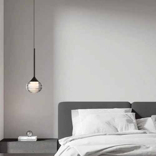 Miniatura 2 de Lámpara colgante de metal negro Mini lámpara colgante esférica con pantalla de bola de vidrio moderna 12W regulable Lámparas de suspensión nórdico