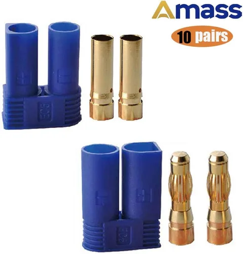 Miniatura 2 de 10 pares Amass EC5 Banana Plug Conectores hembra macho 0.197 in oro bala conector para RC ESC LIPO dispositivo de batería Motor eléctrico