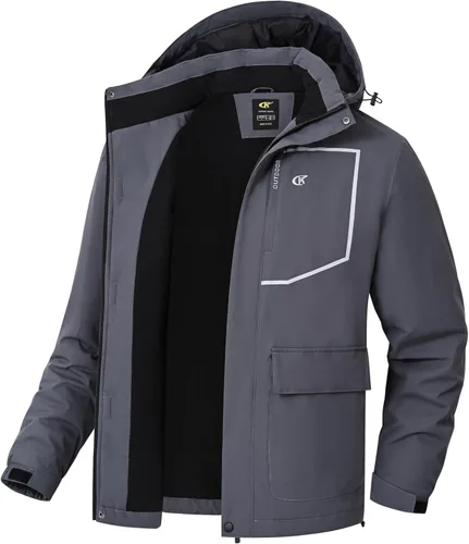 Tyhengta Chaquetas de esquí impermeables para hombre, abrigos de invierno, chaqueta de nieve ajustable, cortavientos de forro polar, rompevientos,