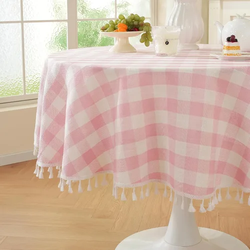 Miniatura 26 de Laolitou - Mantel a cuadros cuadrado lavable, resistente, de lino de algodón, a cuadros de búfalo, con borla, mantel de gingham para primavera
