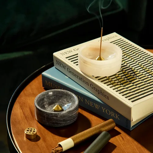 Miniatura 4 de Juego de soportes de incienso 100% mármol, quemador de incienso japonés, colector de cenizas, soporte de incienso con palo de incienso de sándalo