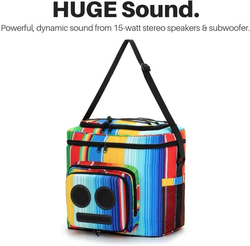 Miniatura 3 de Super Real El enfriador número 1 con altavoces y subwoofer (Bluetooth, 20 vatios) para fiestas/festivales/barco/playa. Enfriador de altavoces