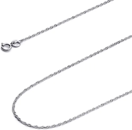 Miniatura 2 de Collar de cadena de Singapur de 14 quilates de oro amarillo o blanco sólido de 0.039in con cierre de anillo de resorte, Oro, no conocido