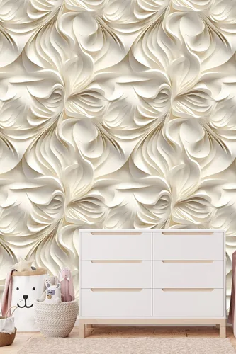 Miniatura 19 de Papel tapiz floral 3D para despegar y pegar, efecto visual 3D, 17.7"x78.7" pulgadas, autoadhesivo, extraíble, flor marrón amarillento, papel tapiz
