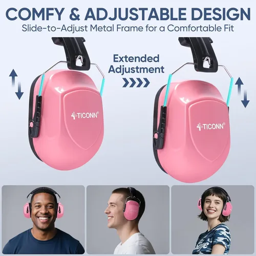 Miniatura 3 de TICONN Noise Cancelling Ear Muffs for Adults, SNR 33dB Hearing Protection, Adjustable Safety Earmuffs for Construction