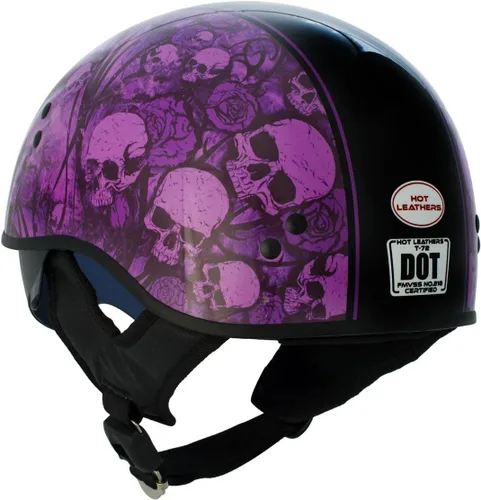 Miniatura 7 de Hot Leathers HLD1039 - Ramo de calaveras moradas y negro brillante avanzado DOT, unisex, con visera abatible, talla L