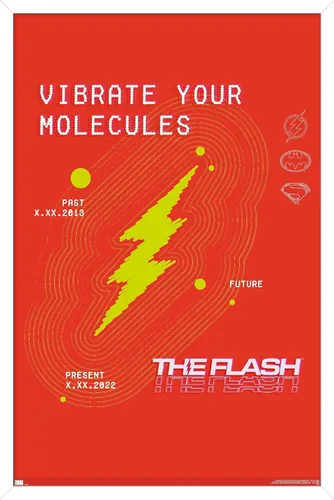 Trends International Póster de pared de DC Comics Movie The Flash - Vibrate Your Molecules Versión enmarcada en blanco