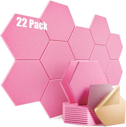 Miniatura 44 de Paquete de 12 paneles acústicos autoadhesivos de 12 x 10 x 0.4 pulgadas, paneles de espuma a prueba de sonido con alta densidad, elegante diseño
