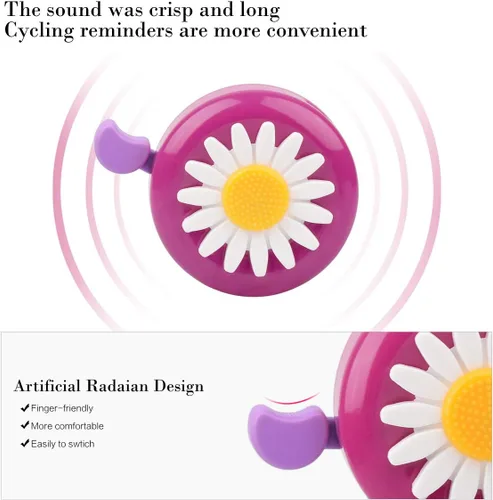 Miniatura 2 de U-LIAN Serpentinas y campanas de bicicleta para niñas, 1 paquete de campanas de bicicleta de flores con 2 paquetes de serpentinas para manillar