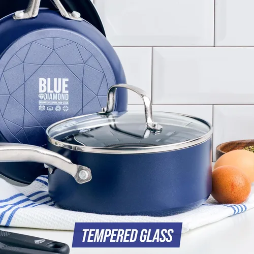 Miniatura 2 de Blue Diamond Tapa universal de vidrio templado de 7 pulgadas, sartén para saltear, cacerola, olla, apto para horno hasta 350 °F, apto