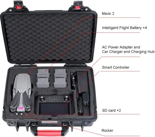 Miniatura 2 de Smatree Funda de transporte de 17.6L compatible con DJI Mavic 2 Pro/Mavic 2 Zoom con espuma precortada para DJI Smart Controller y control remoto