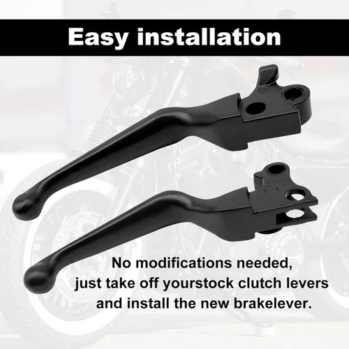 Miniatura 6 de 1 par de palancas de mano negras para motocicleta, palanca de embrague de freno cromada, compatible con Harley Sportster 883 1200 Dyna Touring Road