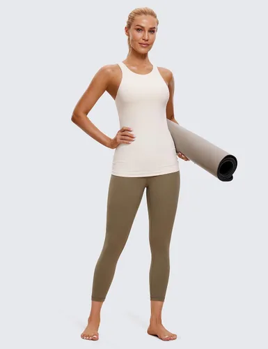 Miniatura 3 de CRZ YOGA Butterluxe - Camiseta sin mangas de cuello alto con espalda cruzada para mujer, con brasier integrado, para entrenamiento, yoga, atlética